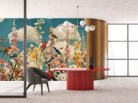 Fototapete Walls by Patel 4 m x 2,7 m Blumen Türkis...