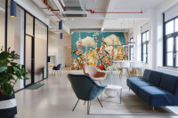 Fototapete Walls by Patel 4 m x 2,7 m Blumen Türkis Gelb Rosa Raum 4