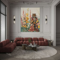 Fototapete Walls by Patel 4 m x 2,7 m Tiger Türkis Gelb Rosa Raum 4