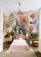 Fototapete Walls by Patel 4 m x 2,7 m Tiere Rosa Petrol...