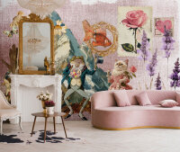 Fototapete Walls by Patel 4 m x 2,7 m Tiere Rosa Petrol  Raum 3