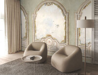 Fototapete Walls by Patel 4 m x 2,7 m Rundbogen Grün Creme  Raum 3
