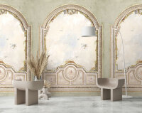 Fototapete Walls by Patel 4 m x 2,7 m Rundbogen Grün Creme  Raum 5