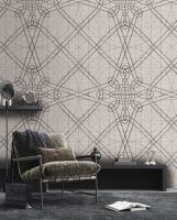 Fototapete Walls by Patel 4 m x 2,7 m Linien Beige Braun  Raum 3