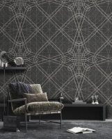 Fototapete Walls by Patel 4 m x 2,7 m Linien Anthrazit Beige  Raum 3