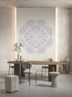 Fototapete Walls by Patel 4 m x 2,7 m Blüte Creme Blau  Raum 3