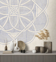 Fototapete Walls by Patel 4 m x 2,7 m Blüte Creme Blau  Raum 4