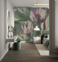 Fototapete Walls by Patel 4 m x 2,7 m Blumen Grün Creme  Raum 3