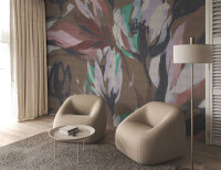 Fototapete Walls by Patel 4 m x 2,7 m Blumen Braun Lila  Raum 3