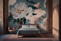 Fototapete Walls by Patel 4 m x 2,7 m Blumen Petrol Rosa  Raum 3