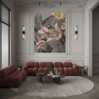 Fototapete Walls by Patel 4 m x 2,7 m Blumen Grau Rosa  Raum 3