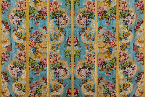 Fototapete Walls by Patel 4 m x 2,7 m Blumen Türkis Gold  Raum 1