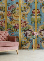 Fototapete Walls by Patel 4 m x 2,7 m Blumen Türkis Gold  Raum 3