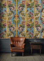 Fototapete Walls by Patel 4 m x 2,7 m Blumen Türkis Gold  Raum 4