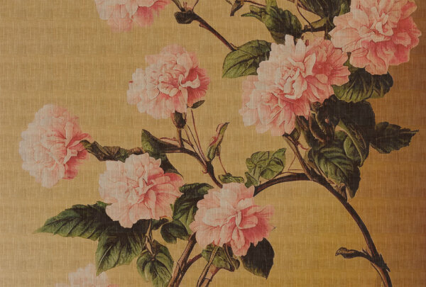 Fototapete Walls by Patel 4 m x 2,7 m Blumen Gelb Rosa  Raum 1