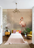 Fototapete Walls by Patel 4 m x 2,7 m Flamingo Beige Rosa  Raum 5