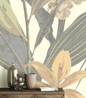 Fototapete Walls by Patel 4 m x 2,7 m Blumen Grün Creme  Raum 3