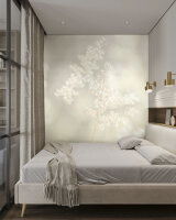 Fototapete Walls by Patel 4 m x 2,7 m Blüten Grau Weiß  Raum 2