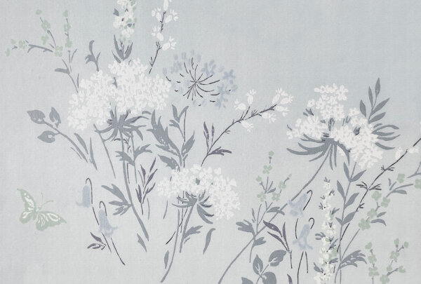 Fototapete Walls by Patel 4 m x 2,7 m Blumen Blau Grau  Raum 1