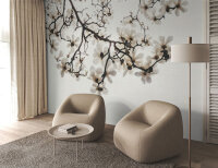 Fototapete Walls by Patel 4 m x 2,7 m Blüten Creme Braun  Raum 3