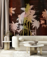 Fototapete Walls by Patel 4 m x 2,7 m Palmen Dunkelrot Orange  Raum 4
