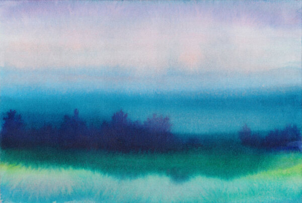 Fototapete Walls by Patel 4 m x 2,7 m Landschaft Blau Grün  Raum 1
