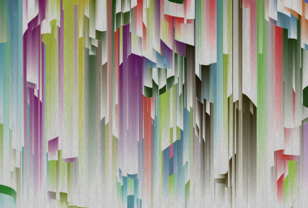 Fototapete Walls by Patel 4 m x 2,7 m 3D Grün Grau Rosa Raum 1