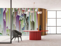 Fototapete Walls by Patel 4 m x 2,7 m 3D Grün Grau Rosa Raum 3