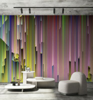 Fototapete Walls by Patel 4 m x 2,7 m 3D Pink Grün  Raum 3