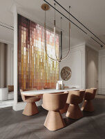 Fototapete Walls by Patel 4 m x 2,7 m 3D Rosa Gelb  Raum 3