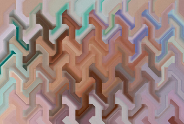 Fototapete Walls by Patel 4 m x 2,7 m 3D Orange Grün Lila Raum 1