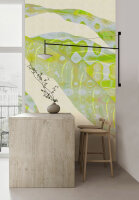 Fototapete Walls by Patel 4 m x 2,7 m Blätter Grün Hellblau Creme Raum 5