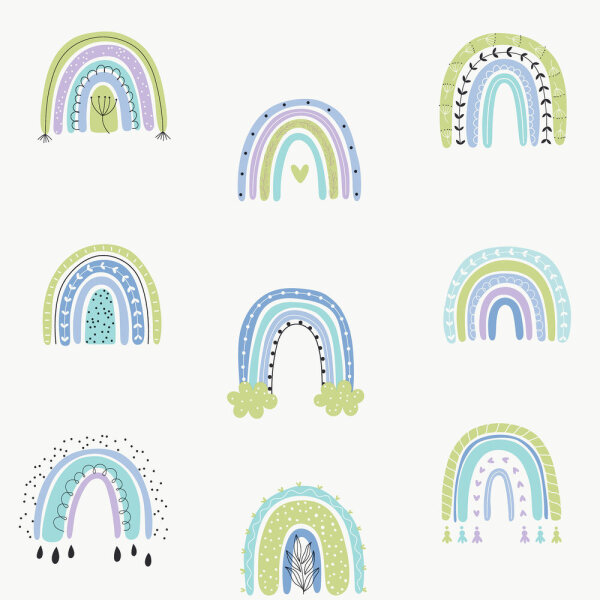 Kids and Teens Tapeten Regenbogen Boho Stil