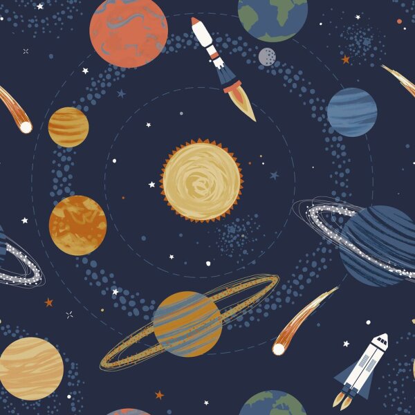 Kids and Teens Tapeten Weltraum Rakete