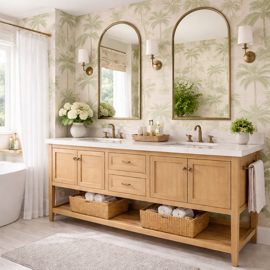 Botanische Badezimmer Tapete – Trend 2026