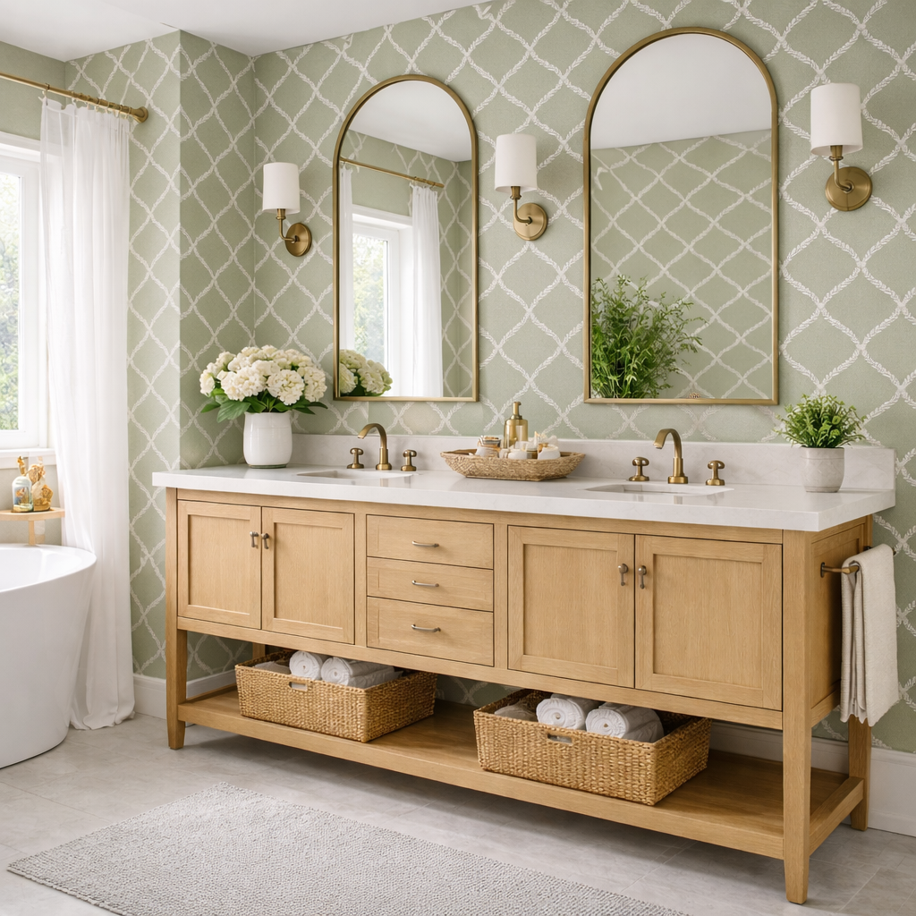 Geometrische Badezimmer Tapete – Trend 2026
