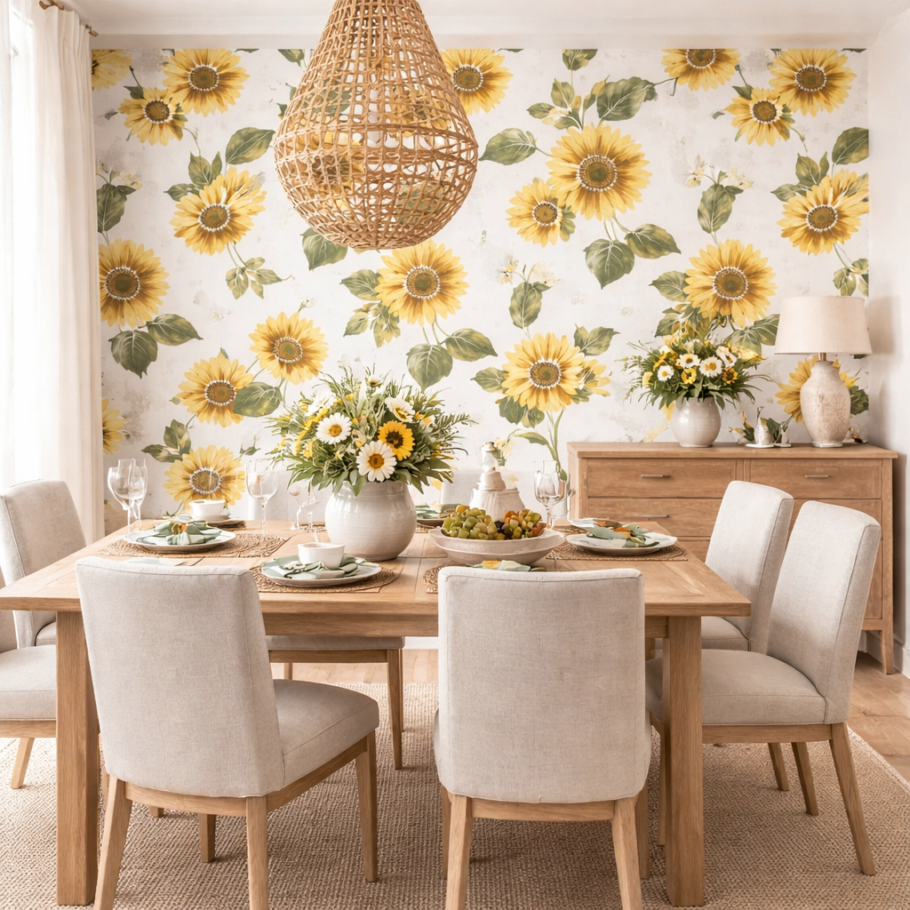 Botanische Tapete im Esszimmer – Trend 2026