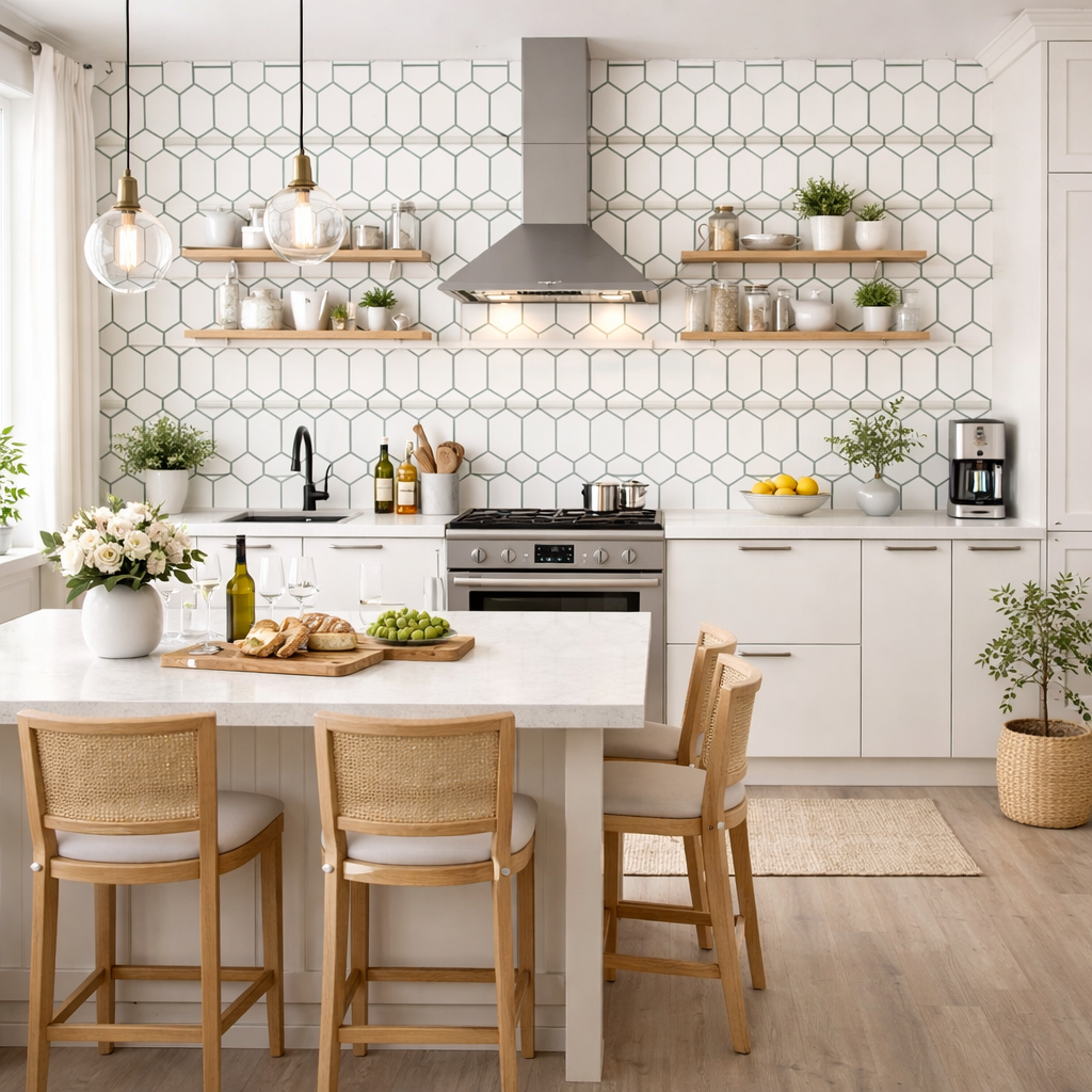 Geometrische Tapete im Esszimmer – Trend 2026