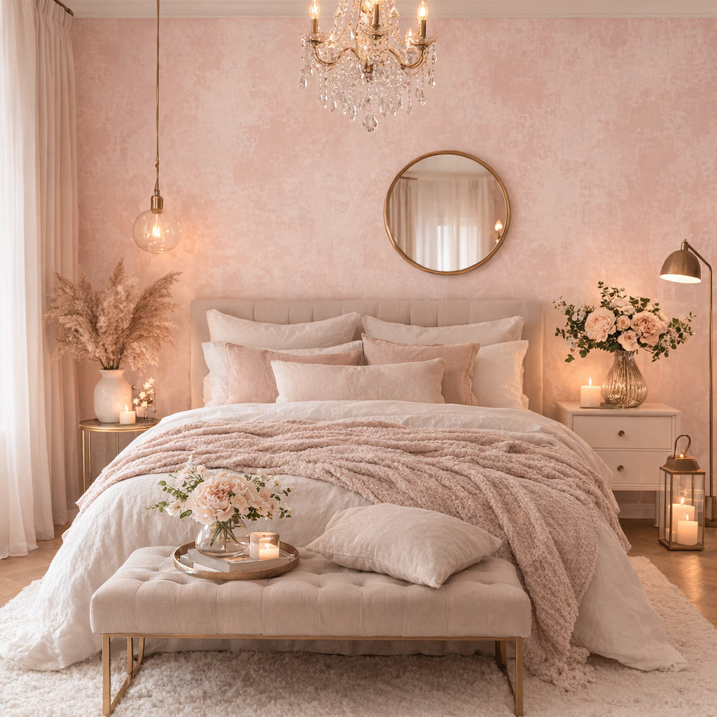 Moderne Uni-Tapete im Schlafzimmer – Trend 2026